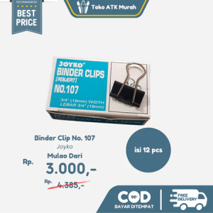 Binder Clip No. 107 Joyko - Klip Hitam 3/4